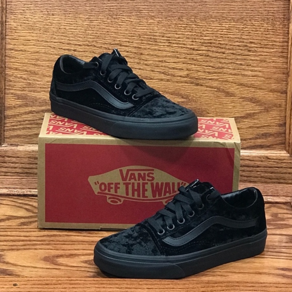 Vans Old Skool Crushed Velvet Black Black Low Top Skate Shoes Size Women 5